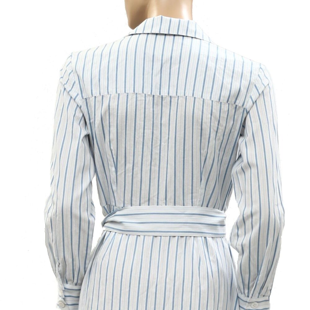 Sezane Wrap Style Striped Printed Midi Dress Long Sleeve Cotton S-36 287917 - Picture 7 of 7